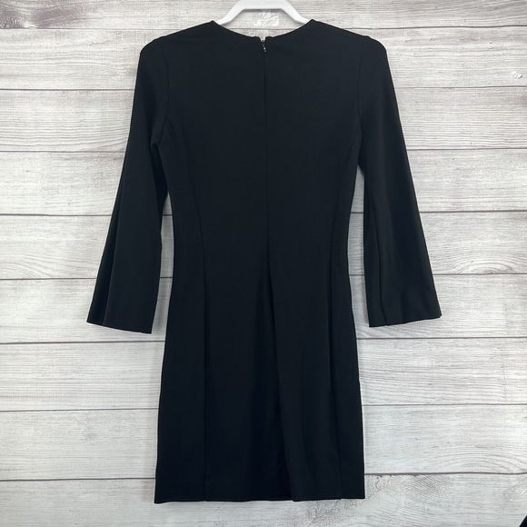 Aritzia Wilfred Black Scriva Sheath Dress Bell Sleeves LBD Ponte Knit Size S - Picture 3 of 8